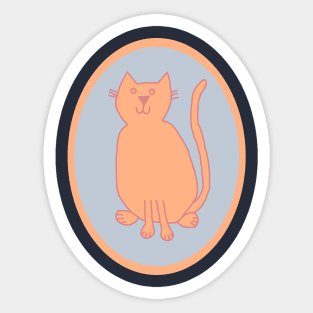 Peach Fuzz Cat Oval Sticker